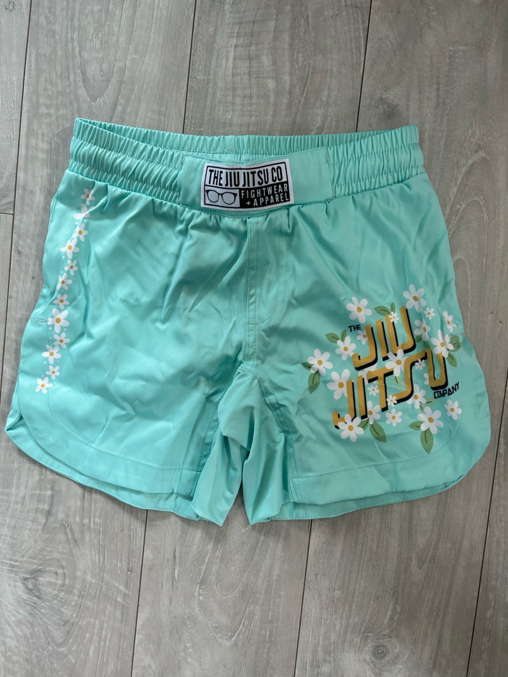 The Jiu Jitsu Co Mint Green Daisy Floral Fight Shorts MS | BJJ MMA Grappling